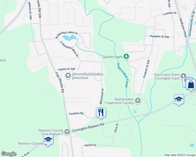 map of restaurants, bars, coffee shops, grocery stores, and more near 10154 Morris Drive Southwest in Covington