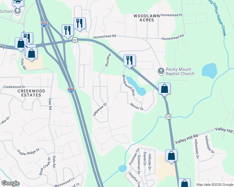map of restaurants, bars, coffee shops, grocery stores, and more near 6699 Sunset Valley Circle in Rex