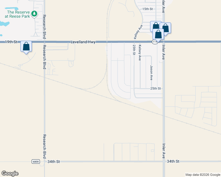 map of restaurants, bars, coffee shops, grocery stores, and more near 2022-2028 Kelsey in Lubbock