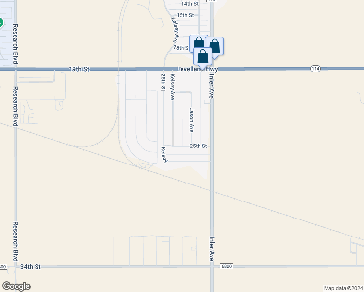 map of restaurants, bars, coffee shops, grocery stores, and more near 8853 25th Street in Lubbock