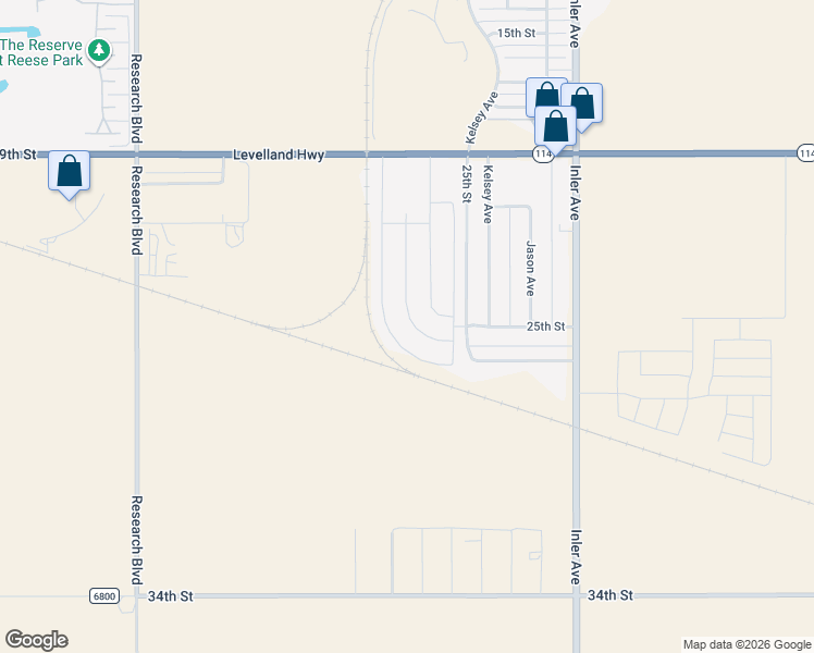 map of restaurants, bars, coffee shops, grocery stores, and more near 2022-2028 Kelsey in Lubbock