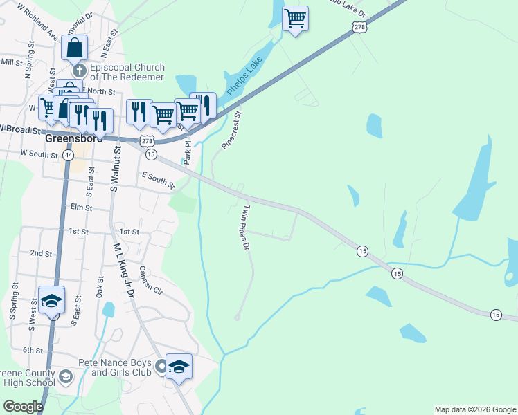map of restaurants, bars, coffee shops, grocery stores, and more near 1291 Siloam Road in Greensboro