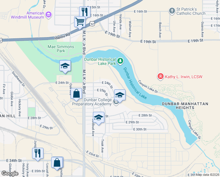 map of restaurants, bars, coffee shops, grocery stores, and more near 1836 Manhattan Drive in Lubbock