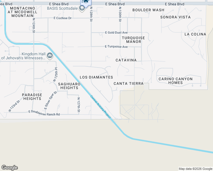map of restaurants, bars, coffee shops, grocery stores, and more near 9369 North 128th Way in Scottsdale
