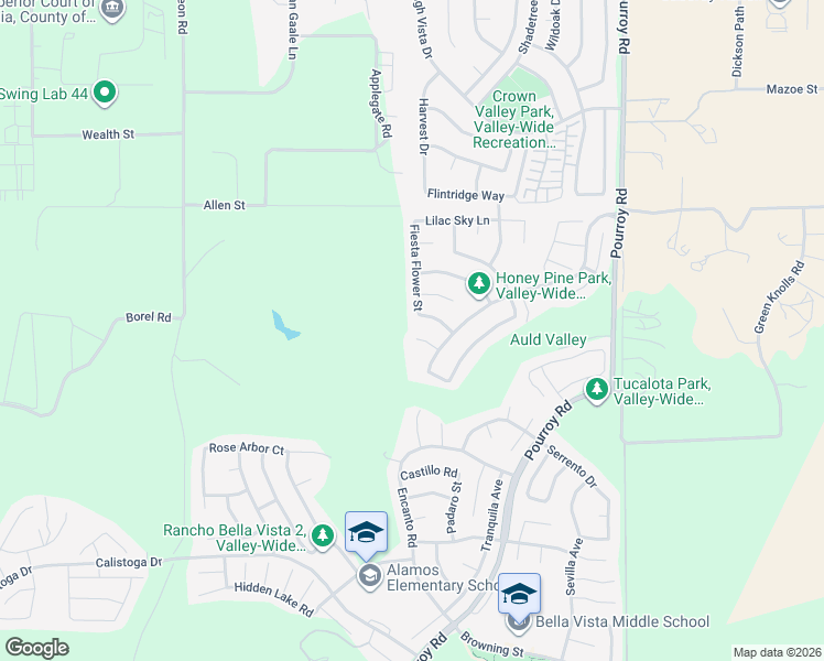 map of restaurants, bars, coffee shops, grocery stores, and more near 31533 Tuberose Road in Murrieta