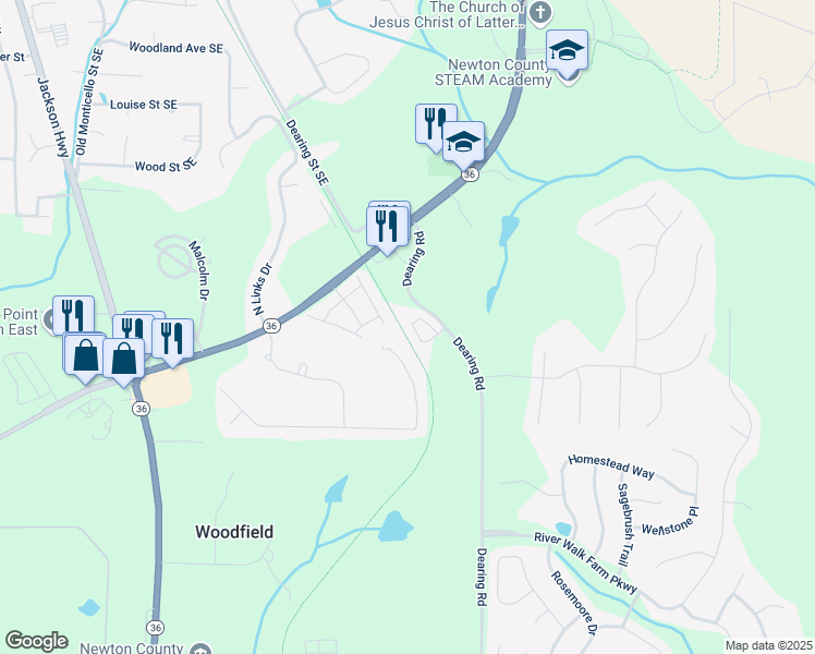 map of restaurants, bars, coffee shops, grocery stores, and more near 7728 Fawn Circle in Covington