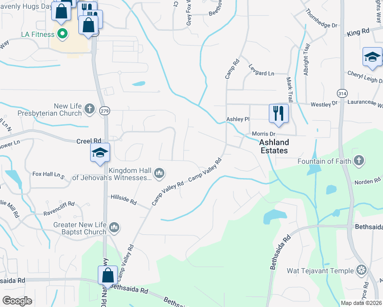 map of restaurants, bars, coffee shops, grocery stores, and more near 2138 Benidorm Court in Atlanta