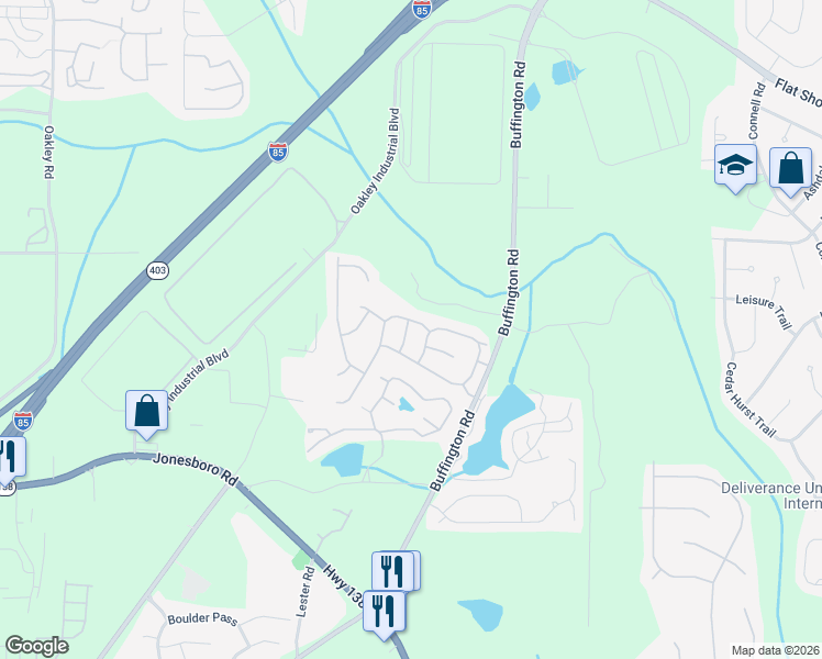 map of restaurants, bars, coffee shops, grocery stores, and more near 5500 Village Trace in Union City
