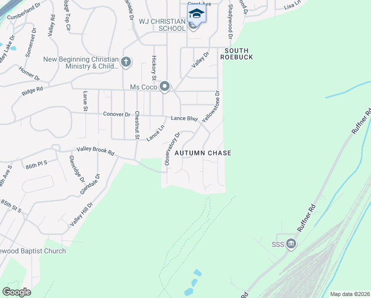 map of restaurants, bars, coffee shops, grocery stores, and more near 316 Yellowstone Drive in Birmingham