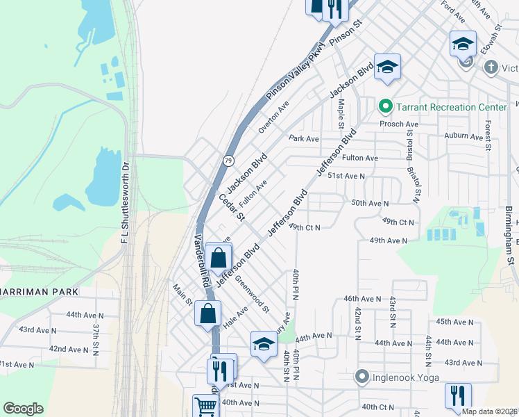 map of restaurants, bars, coffee shops, grocery stores, and more near 704 Bell Avenue in Birmingham