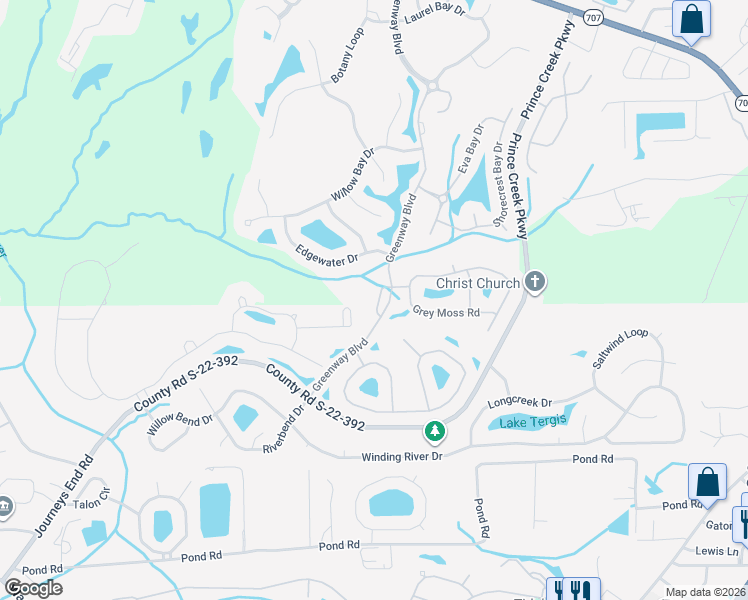 map of restaurants, bars, coffee shops, grocery stores, and more near 32 Cane Break Way in Murrells Inlet