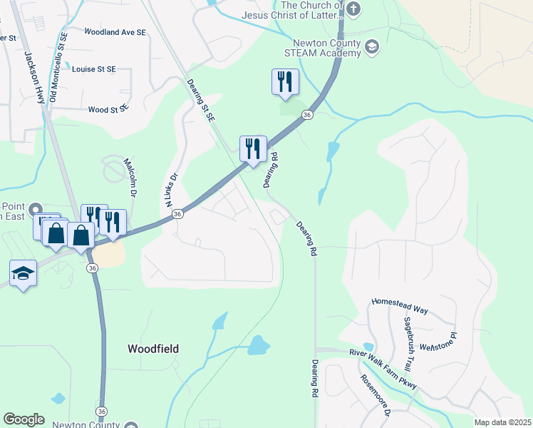 map of restaurants, bars, coffee shops, grocery stores, and more near 7728 Fawn Circle in Covington