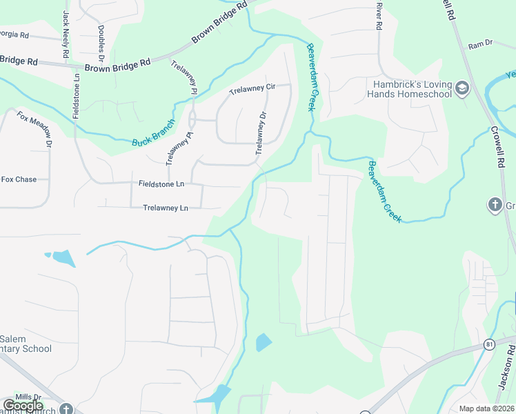 map of restaurants, bars, coffee shops, grocery stores, and more near 70 Cliff View Drive in Covington