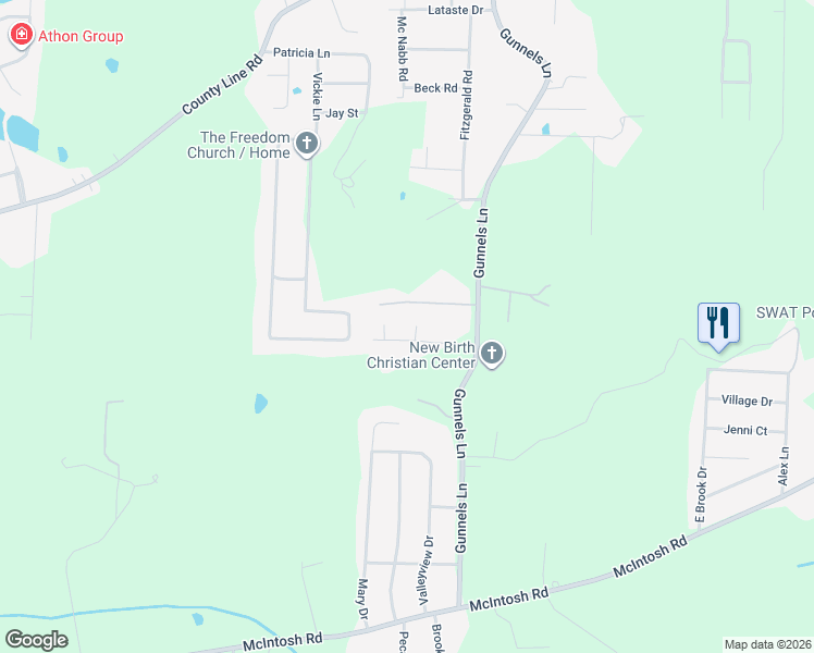 map of restaurants, bars, coffee shops, grocery stores, and more near 125 Cheaha Crossing in Oxford