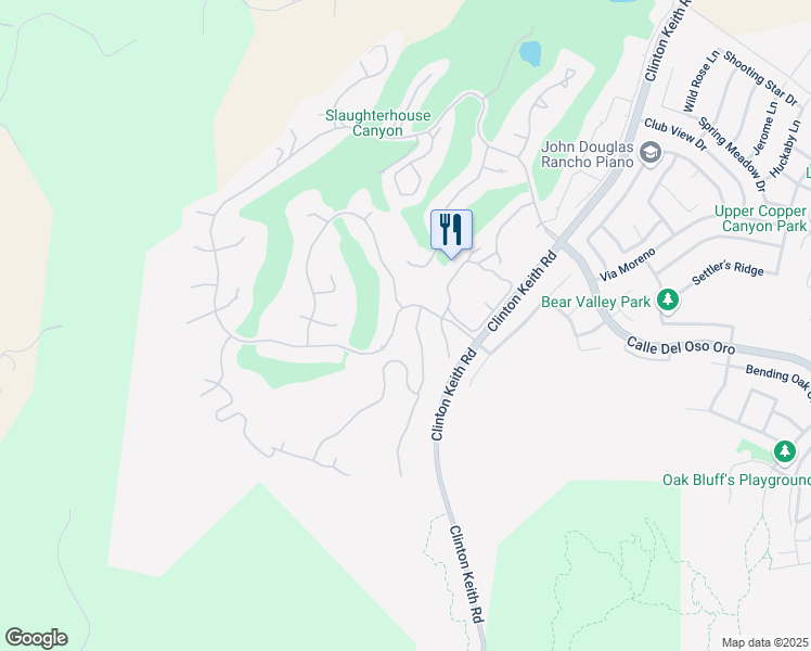 map of restaurants, bars, coffee shops, grocery stores, and more near 22563 Bear Creek Drive South in Murrieta