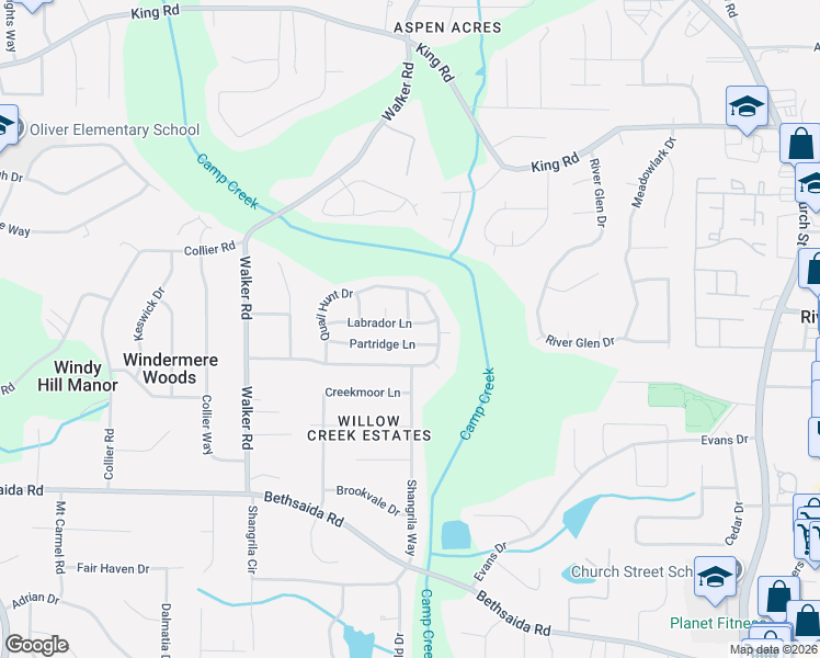 map of restaurants, bars, coffee shops, grocery stores, and more near 1236 Labrador Lane in Riverdale