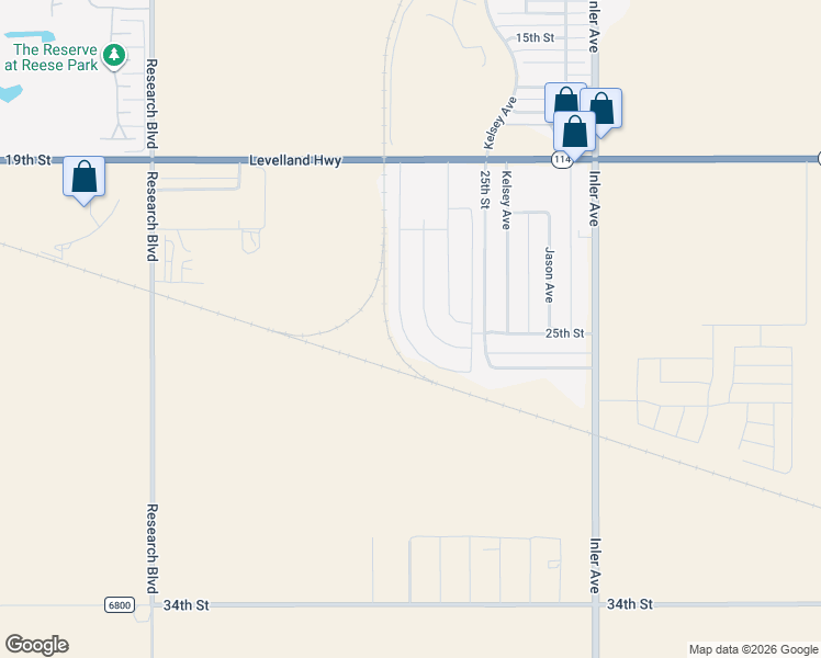 map of restaurants, bars, coffee shops, grocery stores, and more near 2022-2028 Kelsey in Lubbock