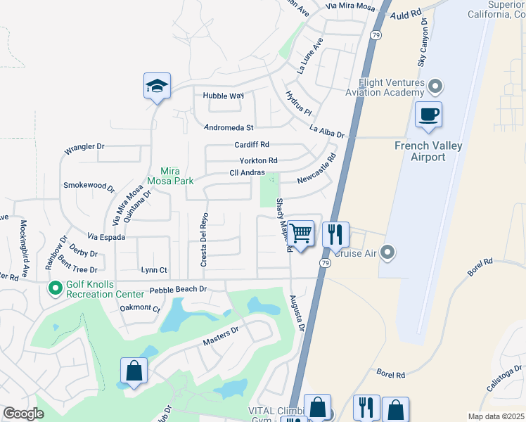 map of restaurants, bars, coffee shops, grocery stores, and more near 29818 Rose Blossom Drive in Murrieta