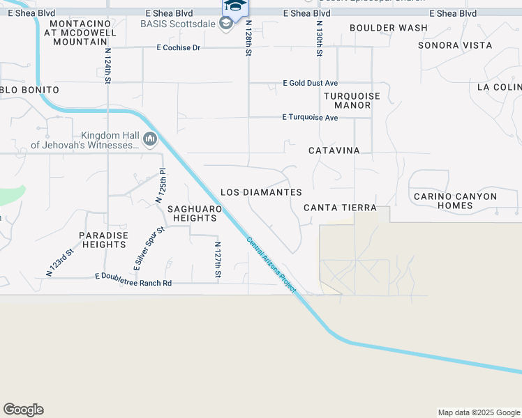 map of restaurants, bars, coffee shops, grocery stores, and more near 12851 East Sorrel Lane in Scottsdale