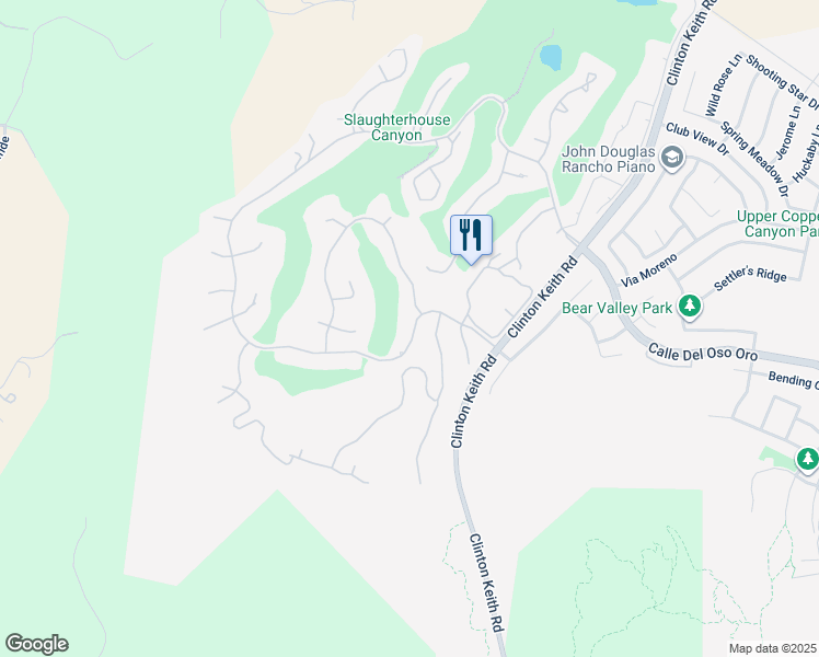 map of restaurants, bars, coffee shops, grocery stores, and more near 22564 Bear Creek Drive South in Murrieta
