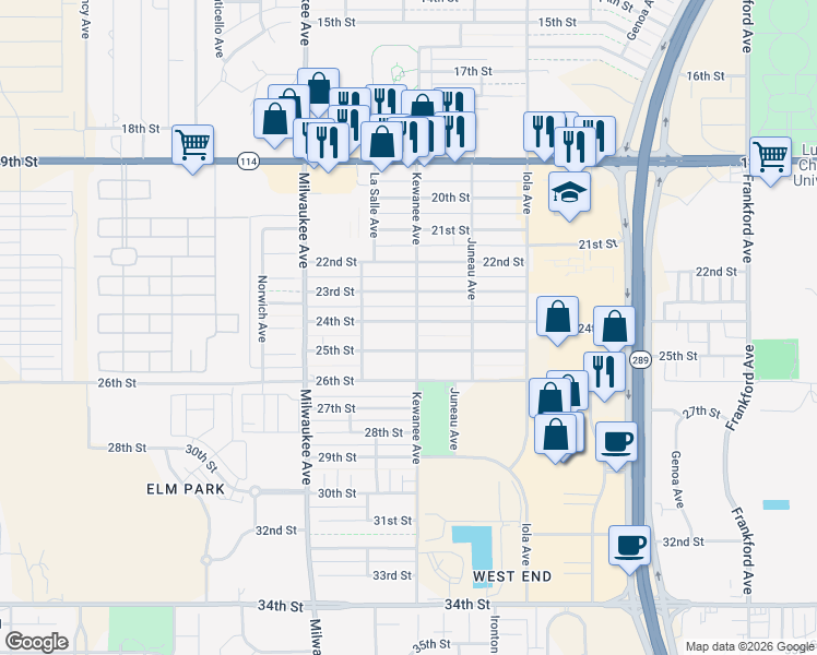map of restaurants, bars, coffee shops, grocery stores, and more near 6303 23rd Street in Lubbock
