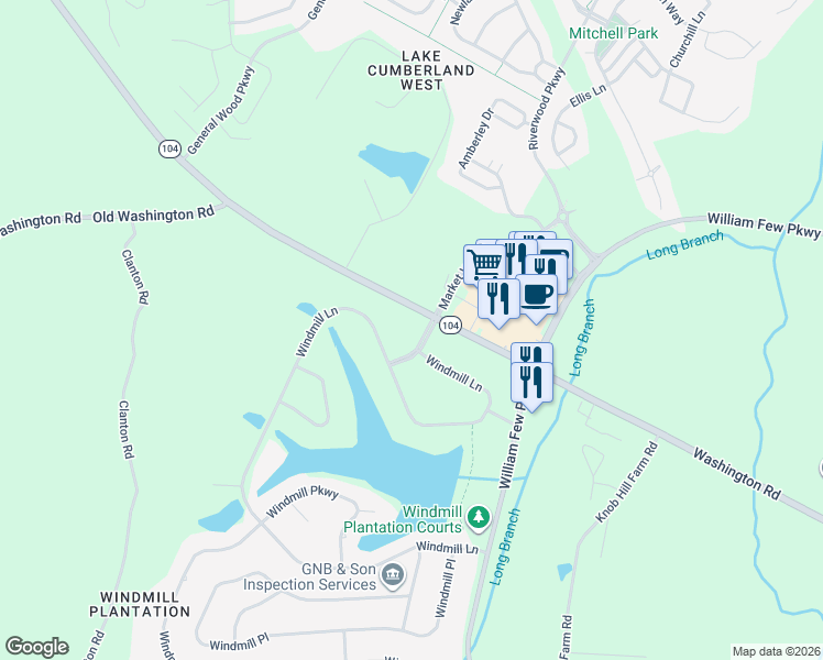 map of restaurants, bars, coffee shops, grocery stores, and more near 999 Windmill Drive in Evans