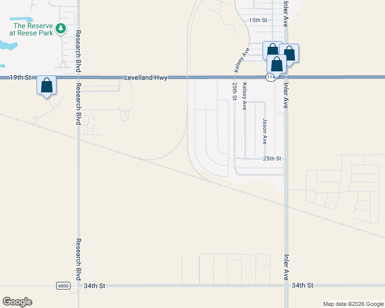 map of restaurants, bars, coffee shops, grocery stores, and more near 8981-8999 25th Street in Lubbock
