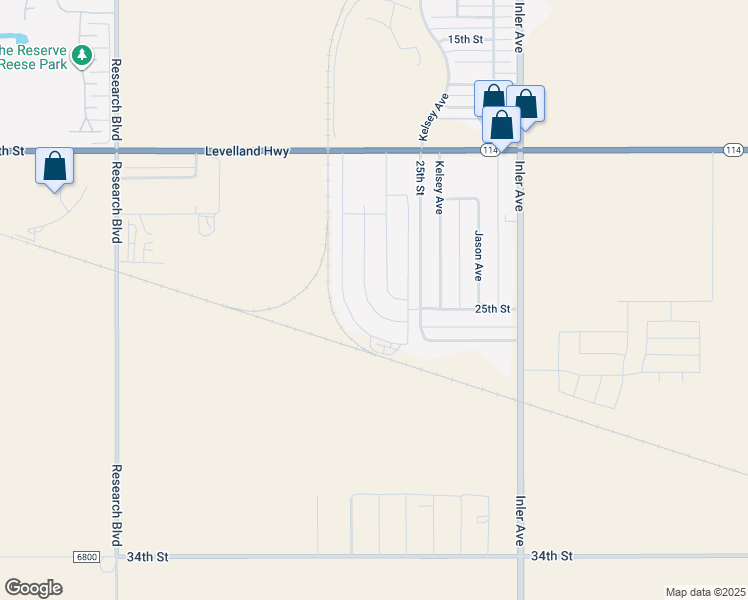 map of restaurants, bars, coffee shops, grocery stores, and more near 8981-8999 25th Street in Lubbock