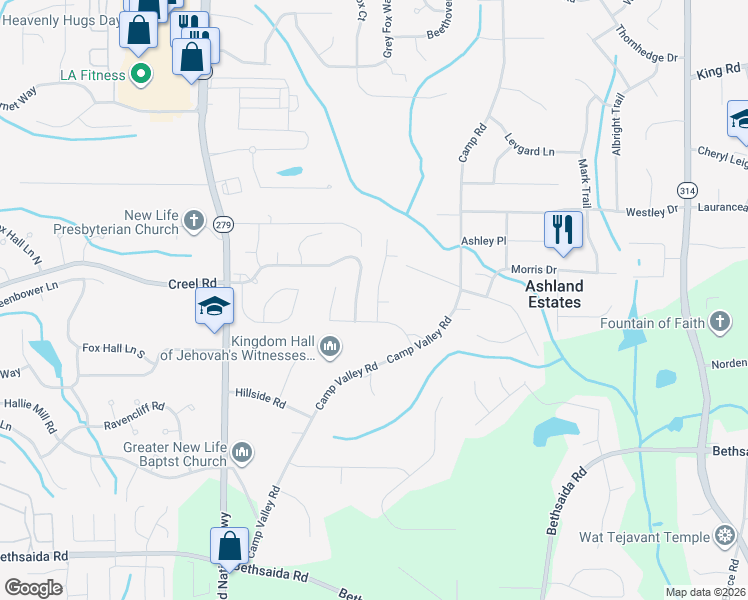 map of restaurants, bars, coffee shops, grocery stores, and more near 6897 Estepona Street in Atlanta