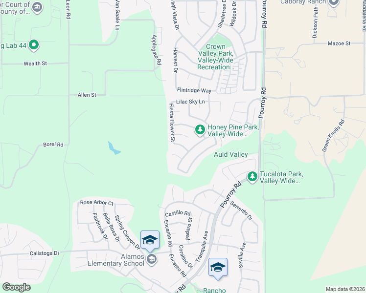 map of restaurants, bars, coffee shops, grocery stores, and more near Rose Sage Way in Murrieta