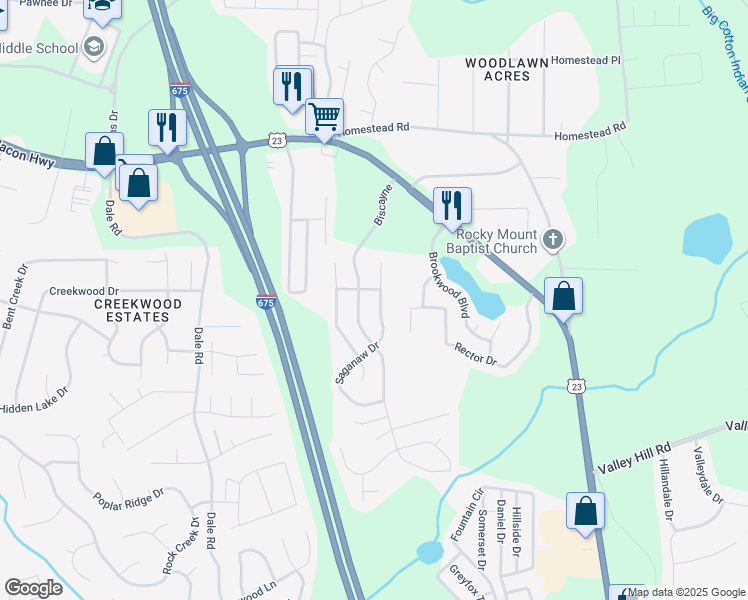 map of restaurants, bars, coffee shops, grocery stores, and more near 6644 Biscayne in Rex
