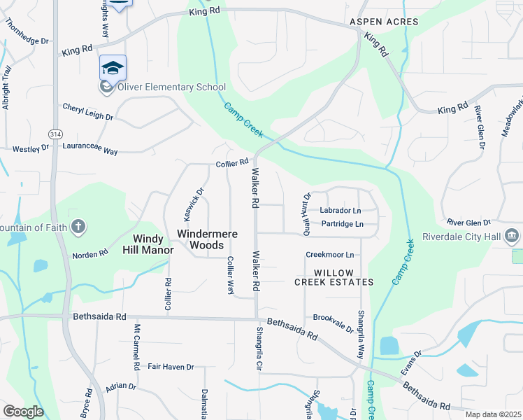 map of restaurants, bars, coffee shops, grocery stores, and more near 6657 Walker Road in Riverdale