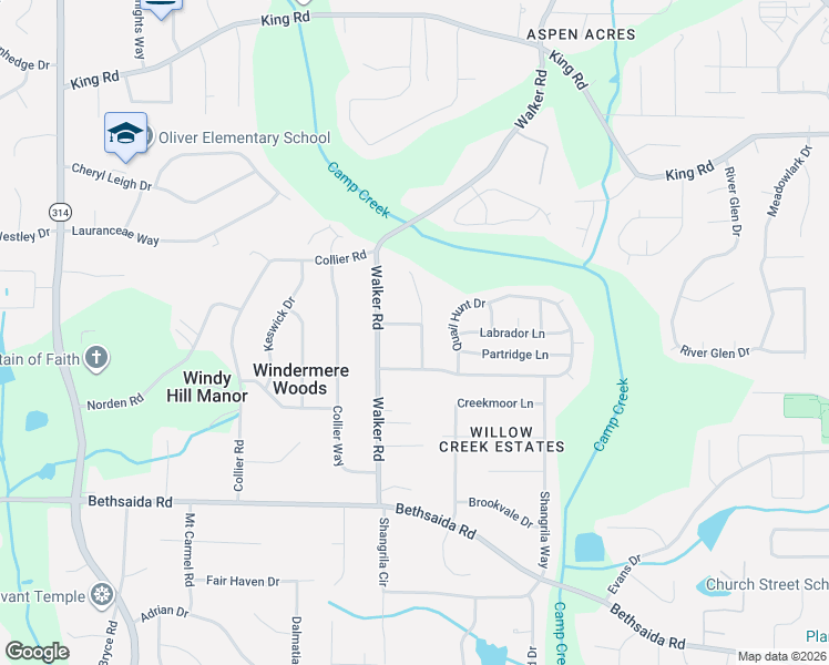 map of restaurants, bars, coffee shops, grocery stores, and more near 1385 Huntsmen Glen in Riverdale