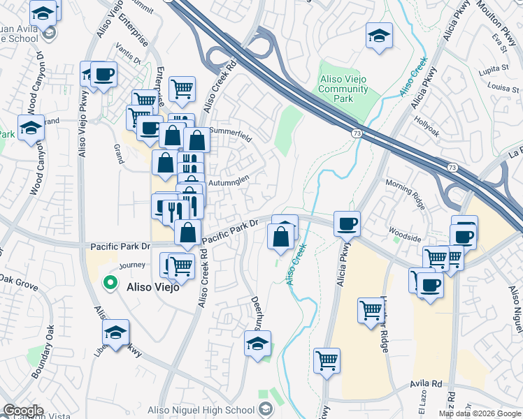 map of restaurants, bars, coffee shops, grocery stores, and more near 112 Mayfair in Aliso Viejo