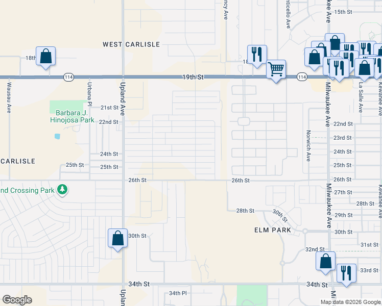 map of restaurants, bars, coffee shops, grocery stores, and more near 7002 23rd Street in Lubbock