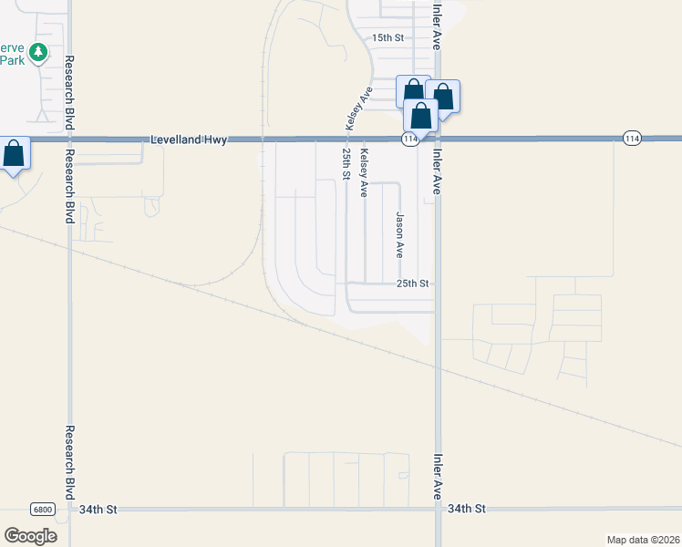 map of restaurants, bars, coffee shops, grocery stores, and more near 8981-8999 25th Street in Lubbock