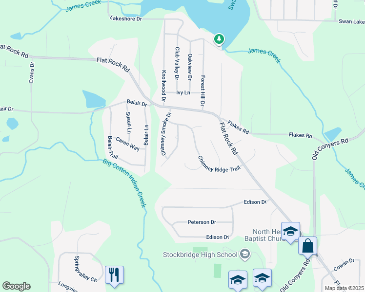 map of restaurants, bars, coffee shops, grocery stores, and more near 15 Burnt Hickory Court in Stockbridge