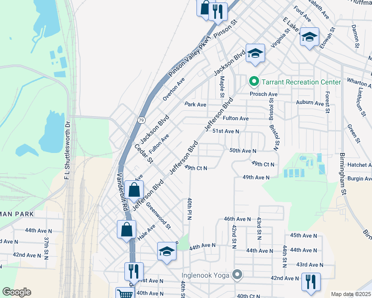map of restaurants, bars, coffee shops, grocery stores, and more near 1000 Jefferson Boulevard in Birmingham