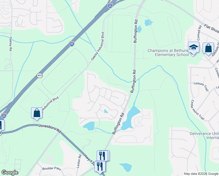 map of restaurants, bars, coffee shops, grocery stores, and more near 5704 Barrington Run in Union City