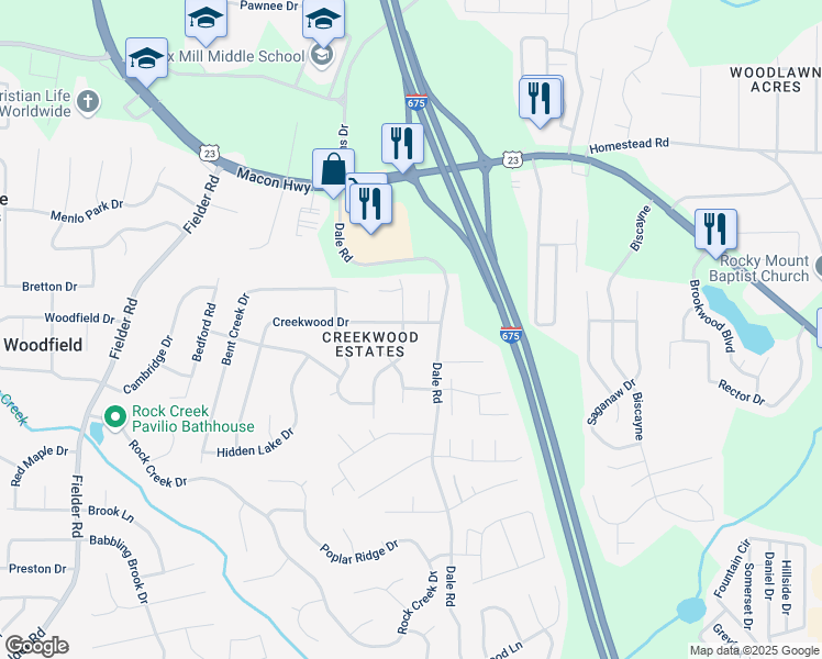 map of restaurants, bars, coffee shops, grocery stores, and more near 6664 Branch Drive in Rex