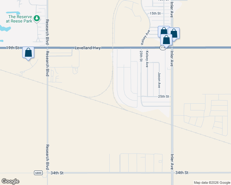 map of restaurants, bars, coffee shops, grocery stores, and more near 8981-8999 25th Street in Lubbock