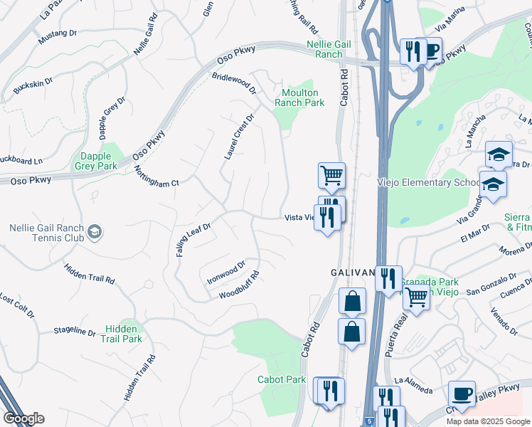 map of restaurants, bars, coffee shops, grocery stores, and more near 26872 Anadale Drive in Laguna Hills
