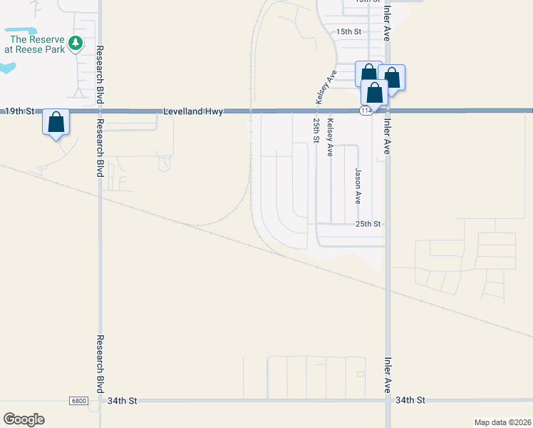 map of restaurants, bars, coffee shops, grocery stores, and more near 8981-8999 25th Street in Lubbock