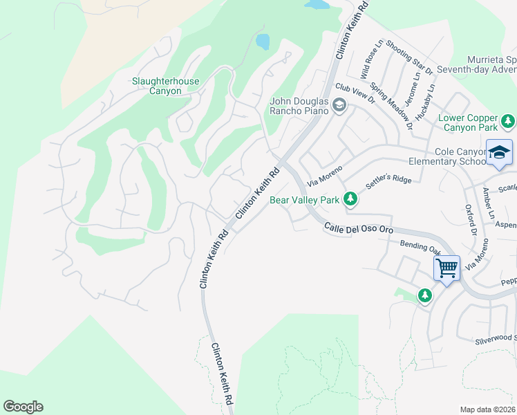 map of restaurants, bars, coffee shops, grocery stores, and more near 38669 Muirfield Drive in Murrieta