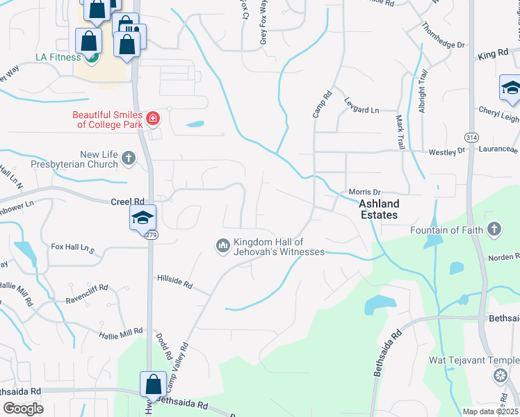 map of restaurants, bars, coffee shops, grocery stores, and more near 6904 Estepona Street in Atlanta