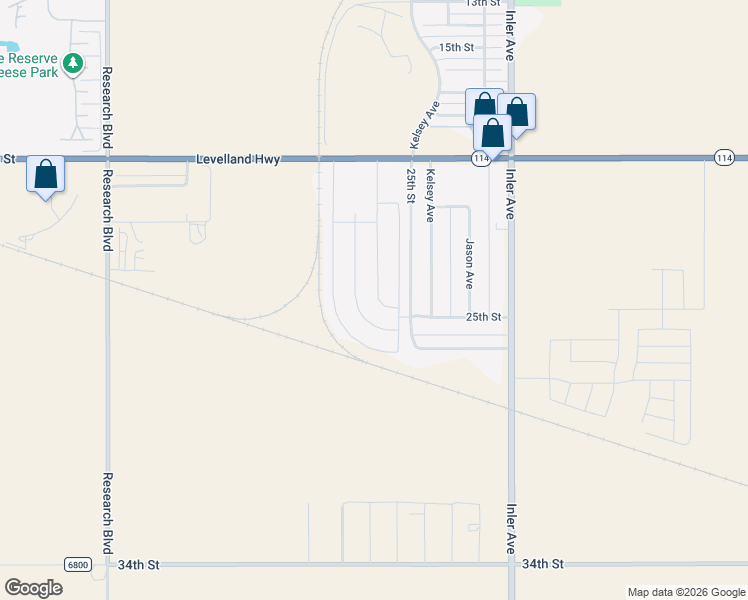 map of restaurants, bars, coffee shops, grocery stores, and more near 2140 Kirksey Avenue in Lubbock
