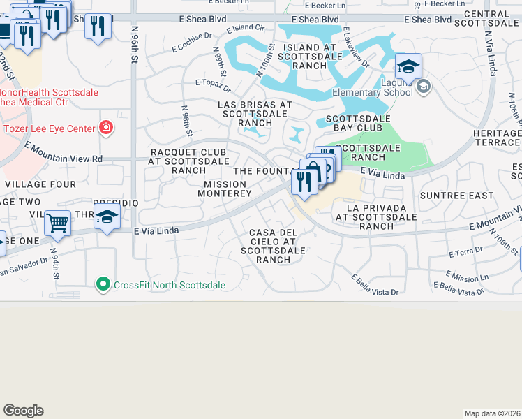 map of restaurants, bars, coffee shops, grocery stores, and more near 7 East Apartment in Scottsdale