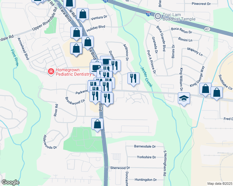 map of restaurants, bars, coffee shops, grocery stores, and more near in Clayton County
