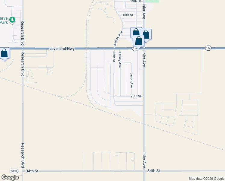 map of restaurants, bars, coffee shops, grocery stores, and more near 8981-8999 25th Street in Lubbock