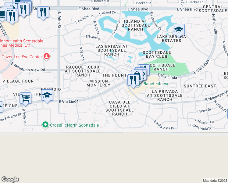 map of restaurants, bars, coffee shops, grocery stores, and more near 7 East Apartment in Scottsdale